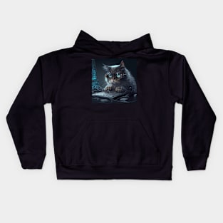 Cat with glasses Kids Hoodie